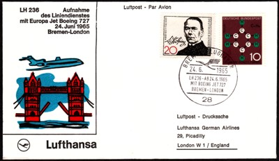 Erster Jetflug Lufthansa B727